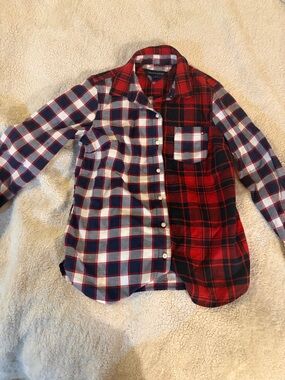 Tommy Hilfiger Red & Blue Split-Check Button-Down Shirt